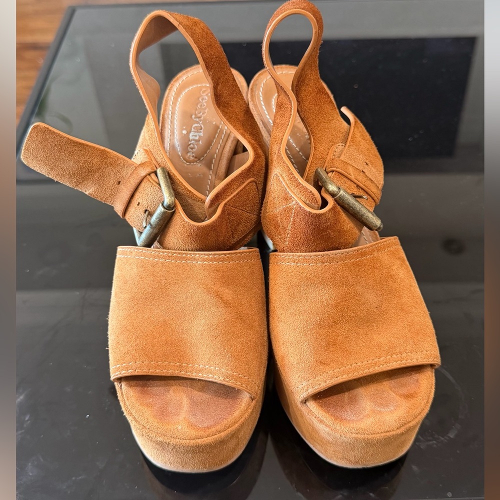 SOLD - See By Chloe Tan Suede Platform Sandals